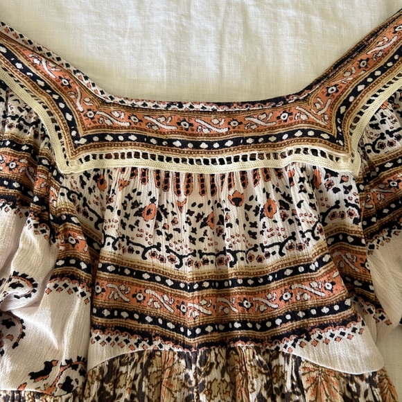 Free People orange paisley Boho Tunic top - Picture 3 of 8